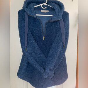 LOFT Blue Fleece Quarter-Zip Pullover
